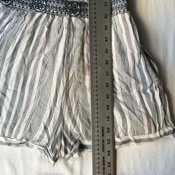 Japna women’s Sleeveless V-neck Short Romper size XS, Gray & White Stripes - Picture 4 of 9